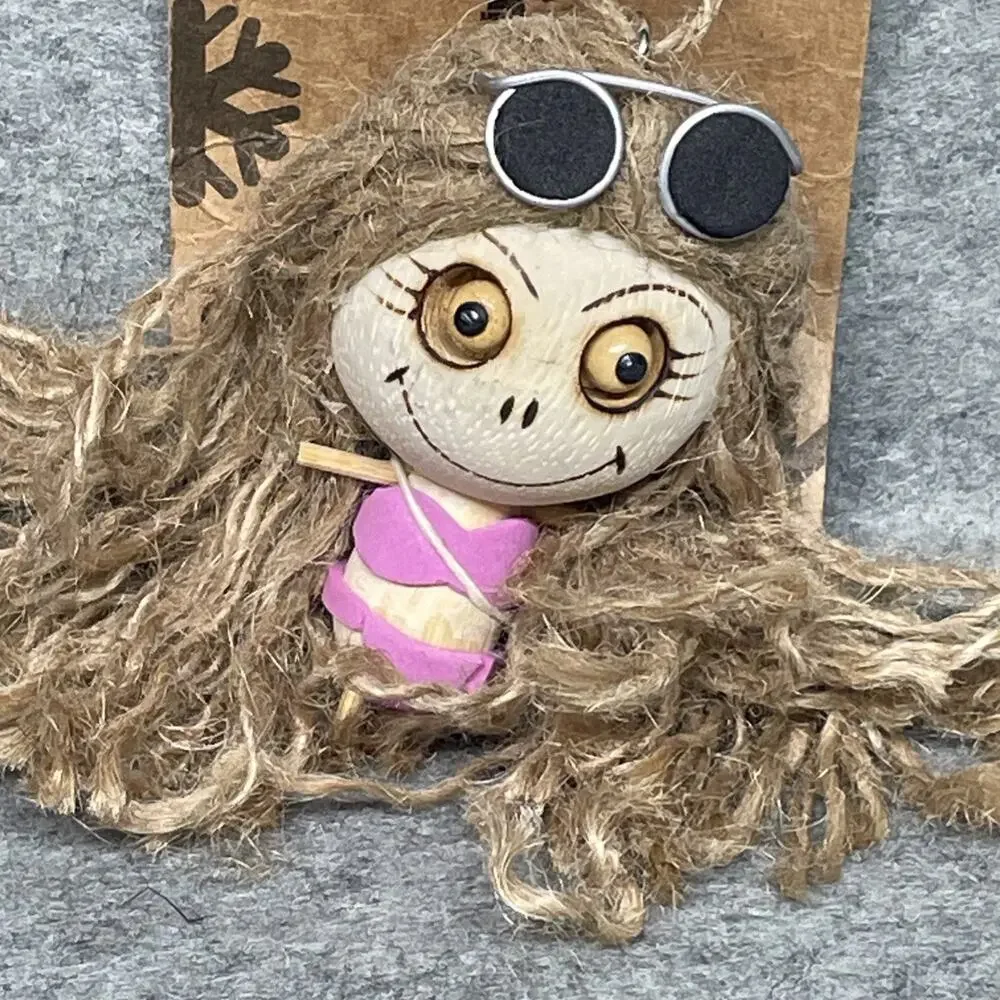 NWT Pier 1 Imports Crazy Head Halloween Ornament Bikini Girl w/Blonde Hair HTF